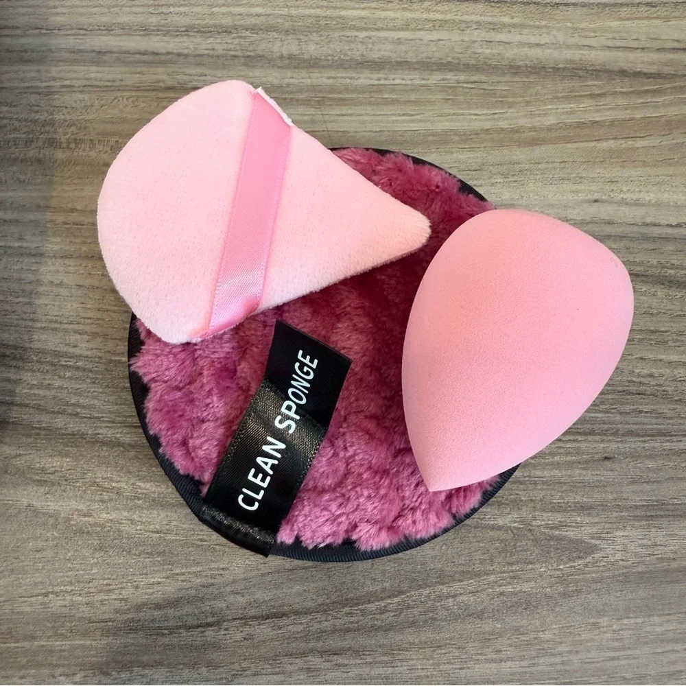 Brand New Makeup Pouch and Reusable Makeup Remover Round, Beauty Blender & Puff